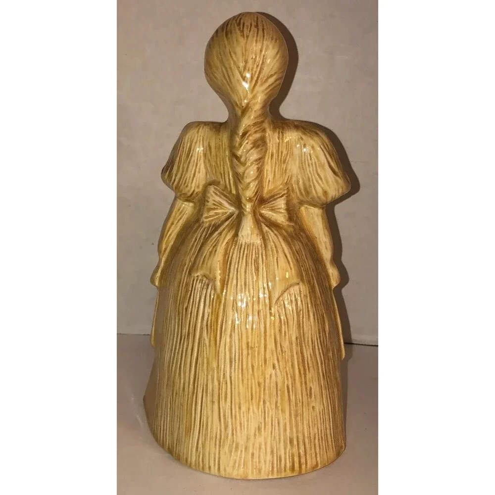 VTG 80s CORN HUSK DOLL WOMAN 10” Ceramic Figurine Creepy Hay Crying Eyes Hollow